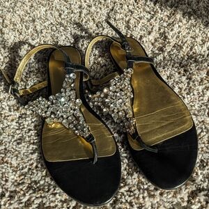 Elegant Black and Gold Women's Sandals